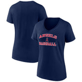 Navy Los Angeles Angels Women's Heart and Soul V-Neck T-Shirt