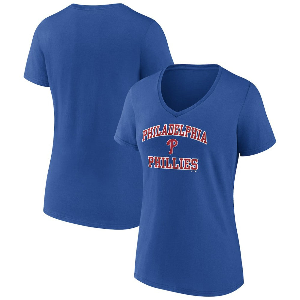 Royal Philadelphia Phillies Women's Heart and Soul V-Neck T-Shirt