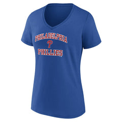 Royal Philadelphia Phillies Women's Heart and Soul V-Neck T-Shirt