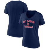 Navy St. Louis Cardinals Women's Heart and Soul V-Neck T-Shirt