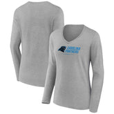 Women's Logo Team Lockup Long Sleeve V-Neck T-Shirt - Carolina Panthers T-shirts