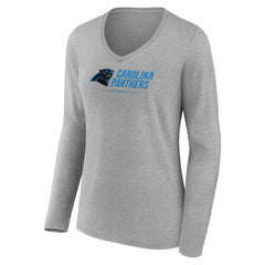 Women's Logo Team Lockup Long Sleeve V-Neck T-Shirt - Carolina Panthers T-shirts