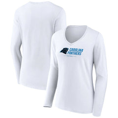 Women's Logo Team Lockup Long Sleeve V-Neck T-Shirt - Carolina Panthers T-shirts