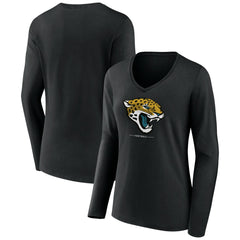 Women's Logo Team Lockup Long Sleeve V-Neck T-Shirt - Jacksonville Jaguars T-shirts