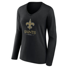 Women's Logo Team Lockup Long Sleeve V-Neck T-Shirt - New Orleans Saints T-shirts