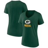 Women's Logo Team Lockup V-Neck T-Shirt - Green Bay Packers T-shirts