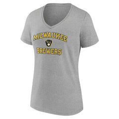 Gray Milwaukee Brewers Women's Heart and Soul V-Neck T-Shirt