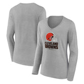 Women's Logo Team Lockup Long Sleeve V-Neck T-Shirt - Cleveland Browns T-shirts