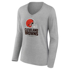 Women's Logo Team Lockup Long Sleeve V-Neck T-Shirt - Cleveland Browns T-shirts