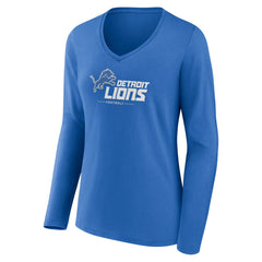 Women's Logo Team Lockup Long Sleeve V-Neck T-Shirt - Detroit Lions T-shirts