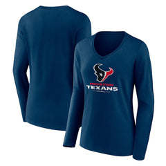 Women's Logo Team Lockup Long Sleeve V-Neck T-Shirt - Houston Texans T-shirts