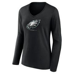 Women's Logo Team Lockup Long Sleeve V-Neck T-Shirt - Philadelphia Eagles T-shirts
