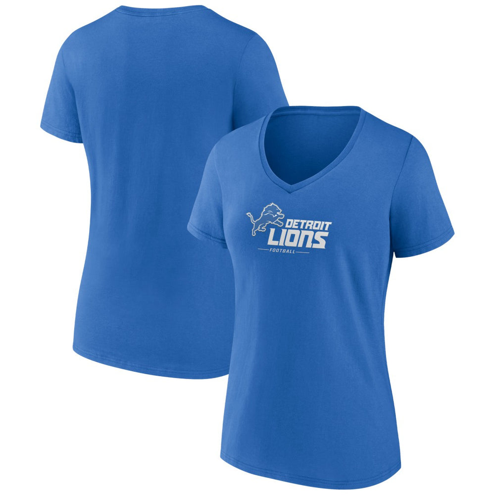 Women's Logo Team Lockup V-Neck T-Shirt - Detroit Lions T-shirts