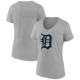 Gray Detroit Tigers Women's Official Logo V-Neck T-Shirt