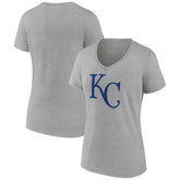 Gray Kansas City Royals Women's Official Logo V-Neck T-Shirt