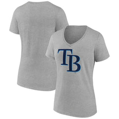 Gray Tampa Bay Rays Women's Official Logo V-Neck T-Shirt