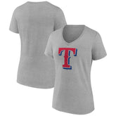 Gray Texas Rangers Women's Official Logo V-Neck T-Shirt