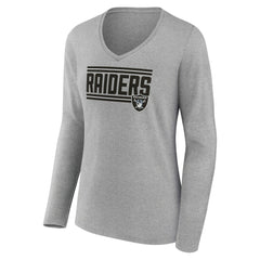Women's On Side Stripe Long Sleeve V-Neck T-Shirt - Las Vegas Raiders T-shirts