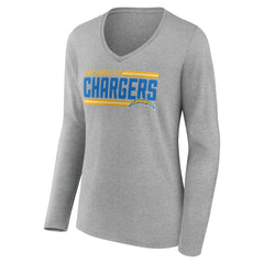 Women's On Side Stripe Long Sleeve V-Neck T-Shirt - Los Angeles Chargers T-shirts