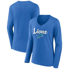 Women's Freehand Team Long Sleeve V-Neck T-Shirt - Detroit Lions T-shirts
