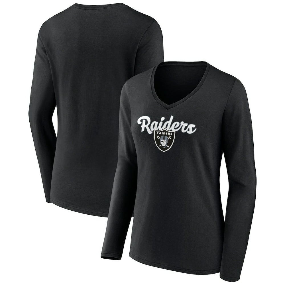 Women's Freehand Team Long Sleeve V-Neck T-Shirt - Las Vegas Raiders T-shirts