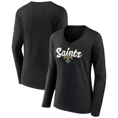 Women's Freehand Team Long Sleeve V-Neck T-Shirt - New Orleans Saints T-shirts