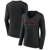 Black Arizona Diamondbacks Women's Live For It Long Sleeve Long Sleeve V-Neck T-Shirt