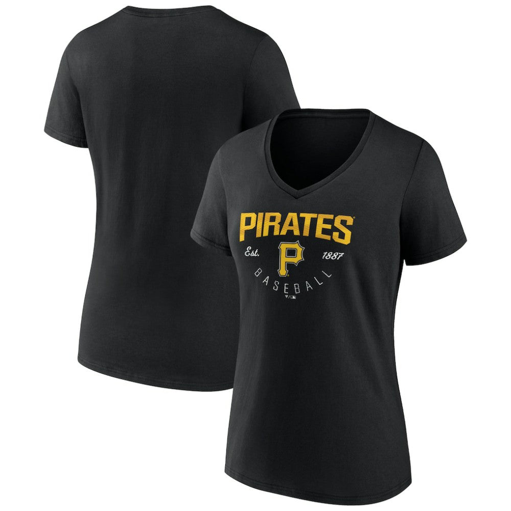 Black Pittsburgh Pirates Women's Live For It Team V-Neck T-Shirt