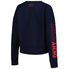 Navy Atlanta Braves DKNY Sport Women's Lily V-Neck Pullover Sweatshirt