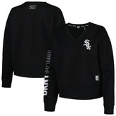 Black Chicago White Sox DKNY Sport Women's Lily V-Neck Pullover Sweatshirt
