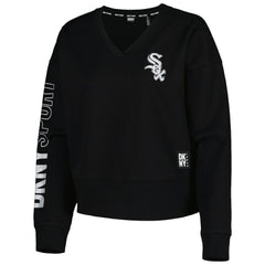 Black Chicago White Sox DKNY Sport Women's Lily V-Neck Pullover Sweatshirt
