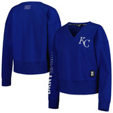 Royal Kansas City Royals DKNY Sport Women's Lily V-Neck Pullover Sweatshirt