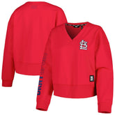 Red St. Louis Cardinals DKNY Sport Women's Lily V-Neck Pullover Sweatshirt