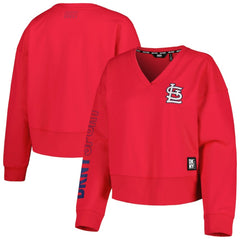 Red St. Louis Cardinals DKNY Sport Women's Lily V-Neck Pullover Sweatshirt