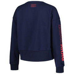Navy Cleveland Guardians DKNY Sport Women's Lily V-Neck Pullover Sweatshirt