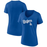 Royal Los Angeles Dodgers Women's Lockup V-Neck T-Shirt