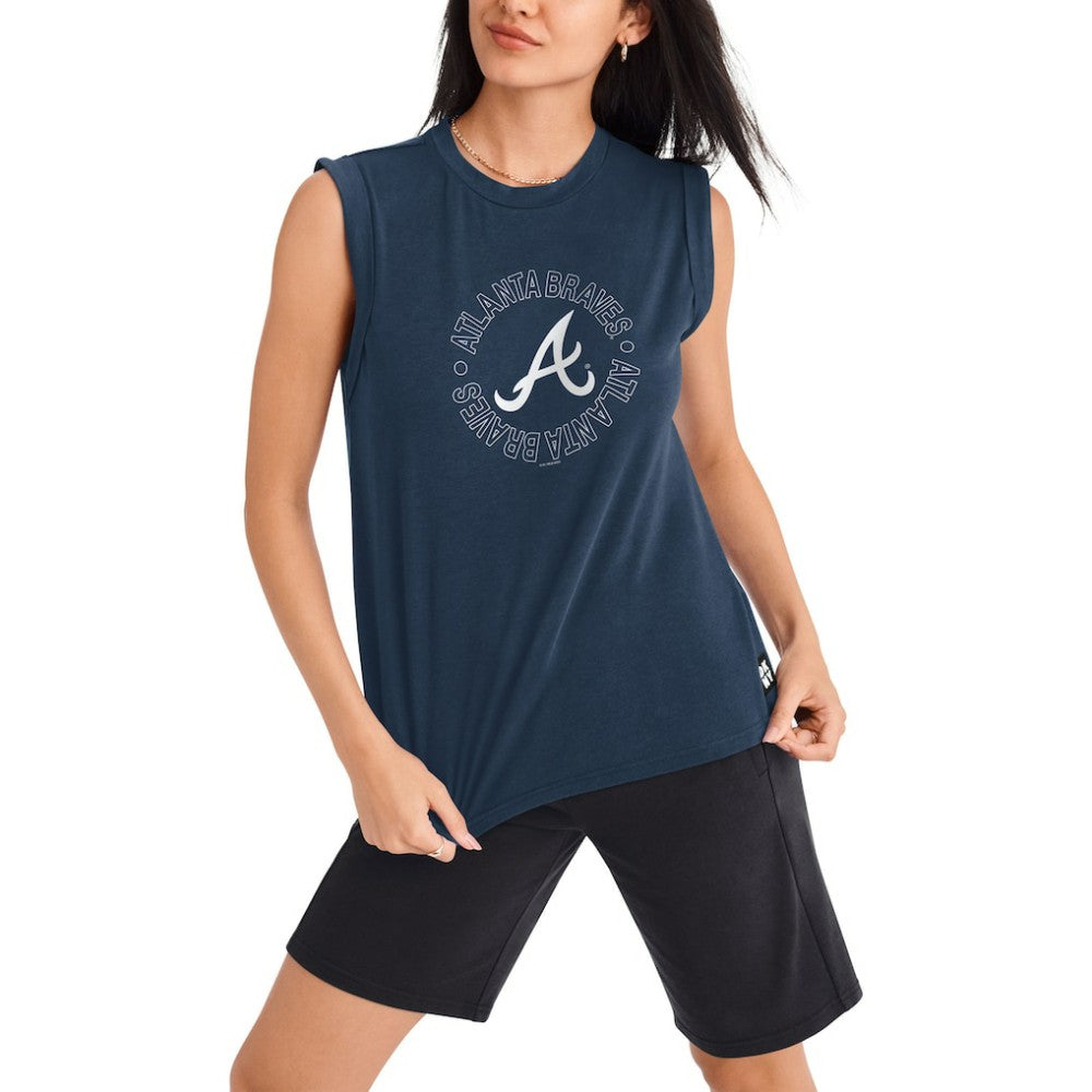 Navy Atlanta Braves DKNY Sport Women's Madison Tri-Blend Tank Top