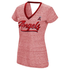 Red Los Angeles Angels Touch Women's Halftime Back Wrap Top V-Neck T-Shirt
