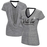 Black Chicago White Sox Touch Women's Halftime Back Wrap Top V-Neck T-Shirt