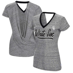 Black Chicago White Sox Touch Women's Halftime Back Wrap Top V-Neck T-Shirt