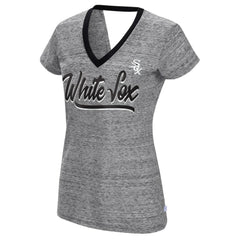 Black Chicago White Sox Touch Women's Halftime Back Wrap Top V-Neck T-Shirt