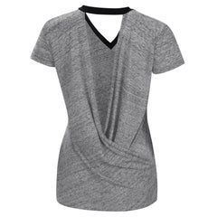 Black Miami Marlins Touch Women's Halftime Back Wrap Top V-Neck T-Shirt