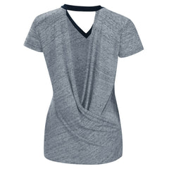 Navy Cleveland Guardians Touch Women's Halftime Back Wrap Top V-Neck T-Shirt