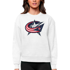 NHL Columbus Blue Jackets Antigua Women's Team Logo Victory Crewneck Pullover Sweatshirt