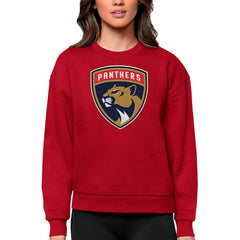 NHL Florida Panthers Antigua Women's Team Logo Victory Crewneck Pullover Sweatshirt