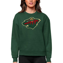 NHL Minnesota Wild Antigua Women's Team Logo Victory Crewneck Pullover Sweatshirt