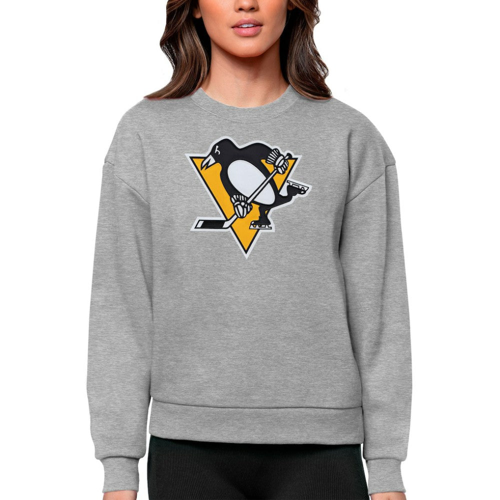 NHL Pittsburgh Penguins Antigua Women's Team Logo Victory Crewneck Pullover Sweatshirt