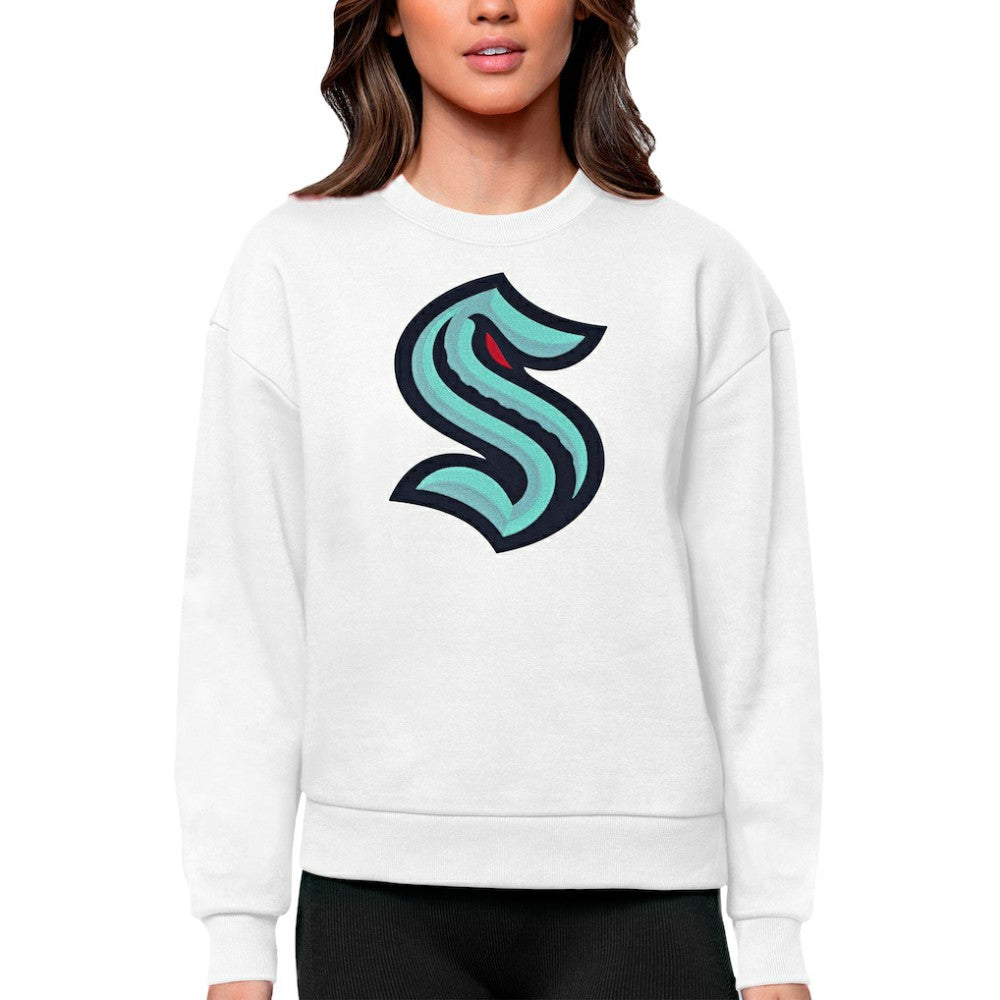 NHL Seattle Kraken Antigua Women's Team Logo Victory Crewneck Pullover Sweatshirt