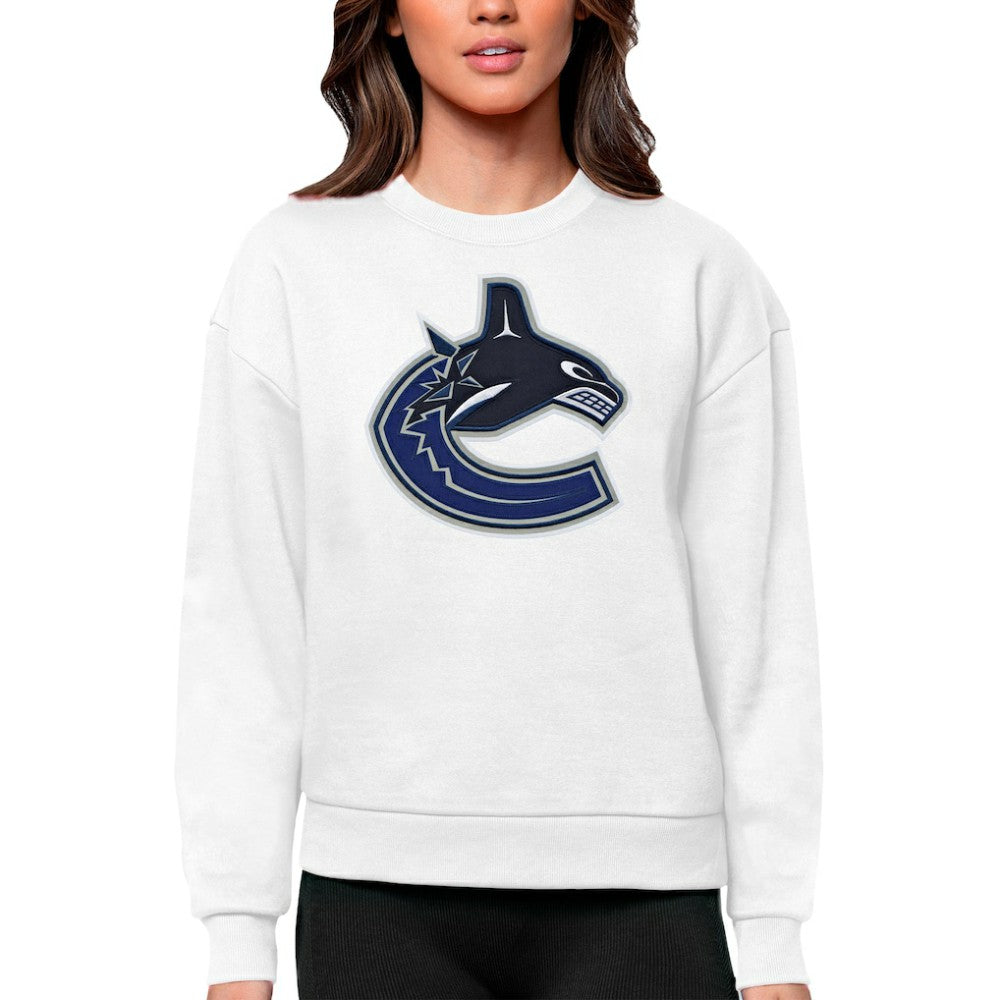 NHL Vancouver Canucks Antigua Women's Team Logo Victory Crewneck Pullover Sweatshirt