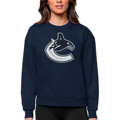 NHL Vancouver Canucks Antigua Women's Team Logo Victory Crewneck Pullover Sweatshirt